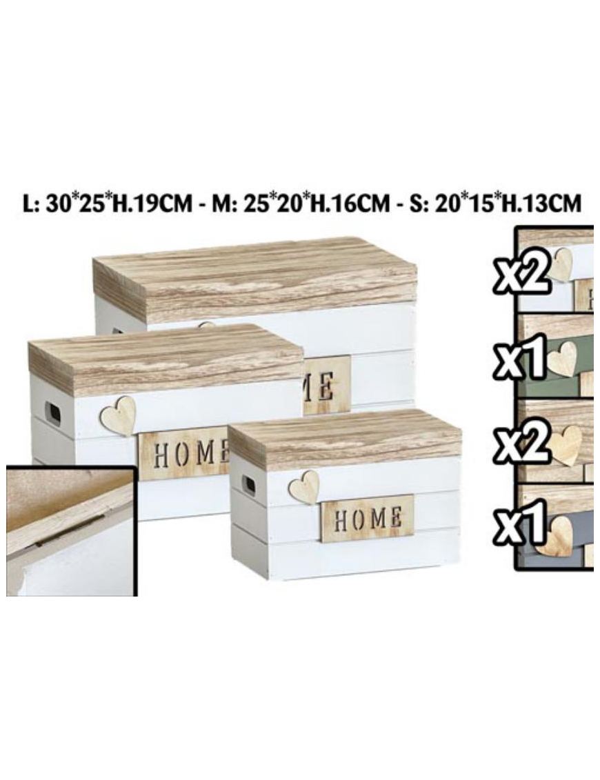CASSETTE LEGNO TARGA HOME 3 PEZZI