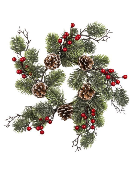 GARLAND WITH PINE CONES AND BERRIES large format diameter 44cm