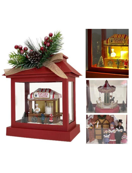 RED CHIMNEY LANTERN 26x17x31 cm
