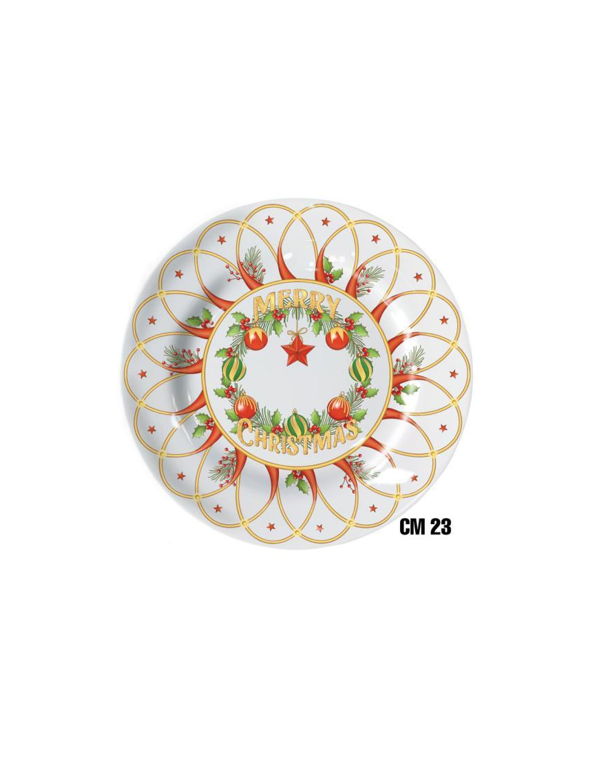 CHRISTMAS LINE FLAT PLATE 23cm