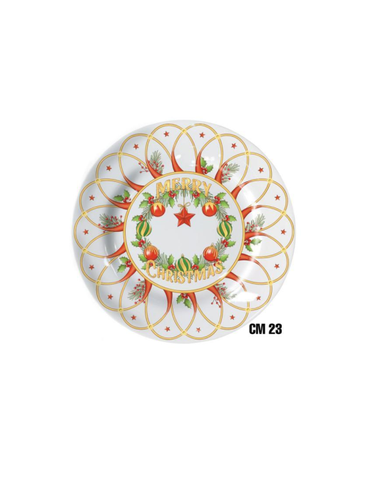 CHRISTMAS LINE FLAT PLATE 23cm