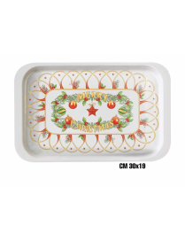 CHRISTMAS LINE RECTANGULAR TRAY 30x19cm COFFEE