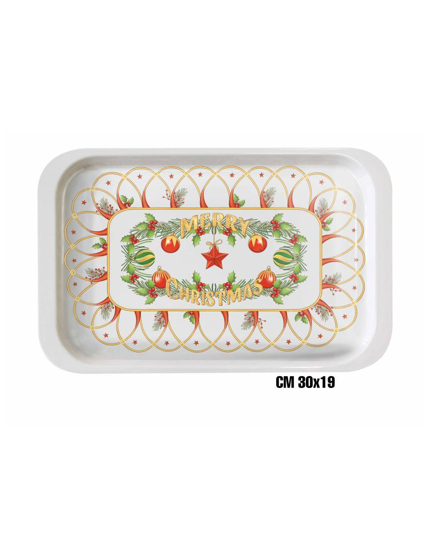 CHRISTMAS LINE RECTANGULAR TRAY 30x19cm COFFEE