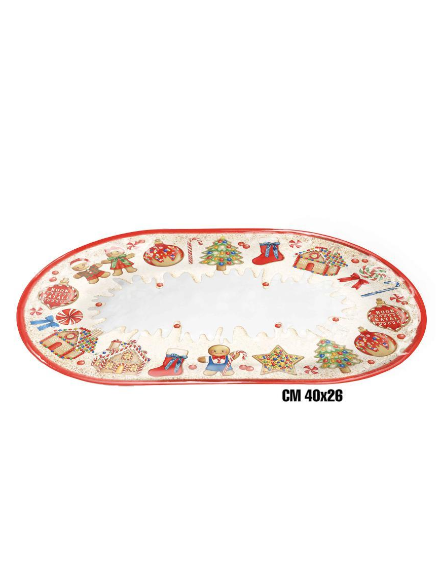 GINGERBREAD LINE OVAL TRAY 40x26cm