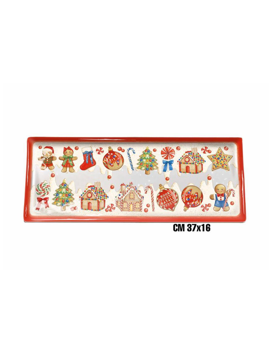 GINGERBREAD LINE RECTANGULAR TRAY 37x16cm