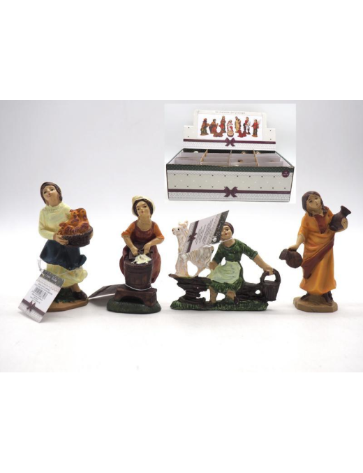 WOMAN CHARACTER WITH ANIMAL BASKET 10.5 CENTIMETERS