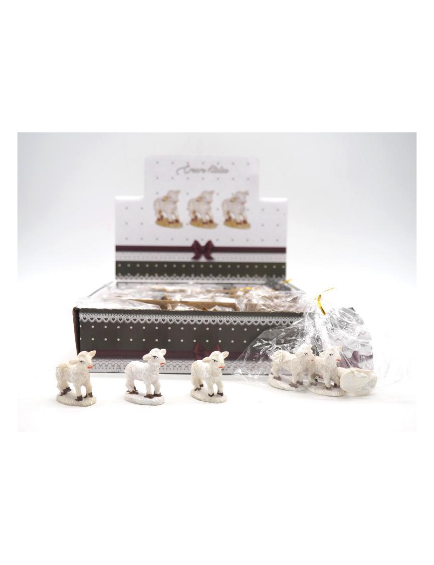 ANIMALE PECORA SU BASE 3x3x1,5 CENTIMETRI 3 PEZZI