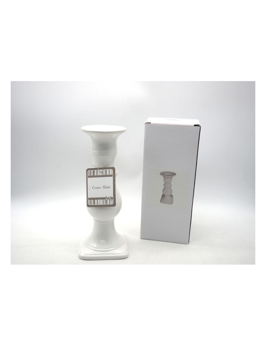 WHITE CERAMIC CANDLESTICK 24 CM