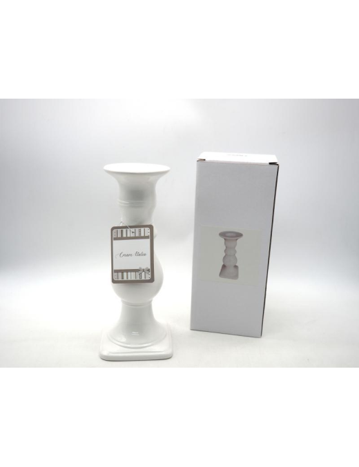 WHITE CERAMIC CANDLESTICK 24 CM
