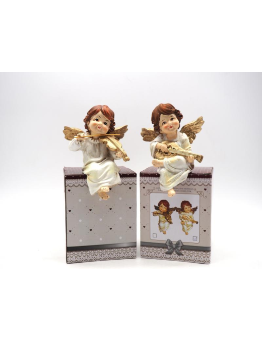 CREAM ANGEL WITH GOLD WINGS 13cm