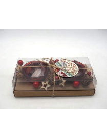 PORTA TEA-LIGHT VETRO ROSSO 2pz 14977 $$
