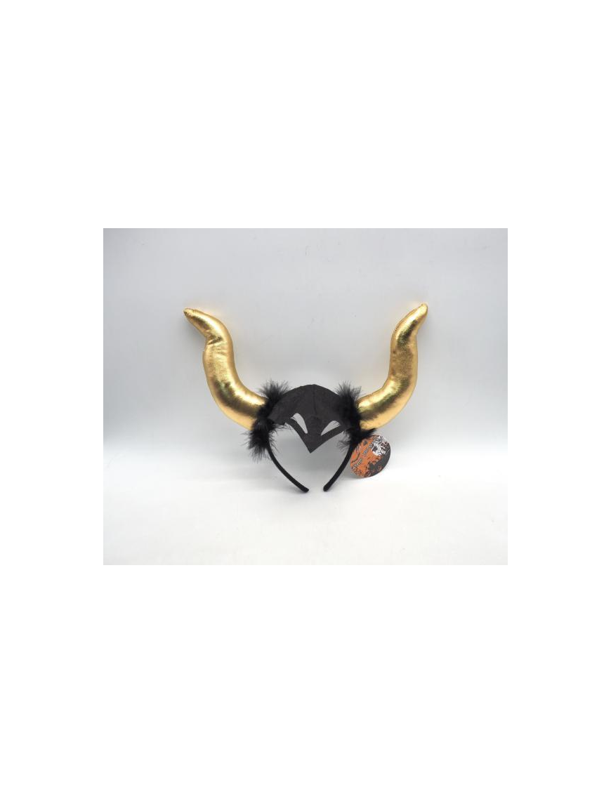 HALLOWEEN HEADBAND WITH HORNS AND FEATHERS
