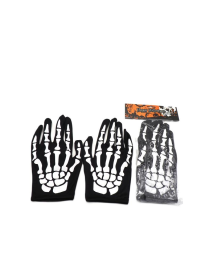 BLACK GLOVES WITH BONES
