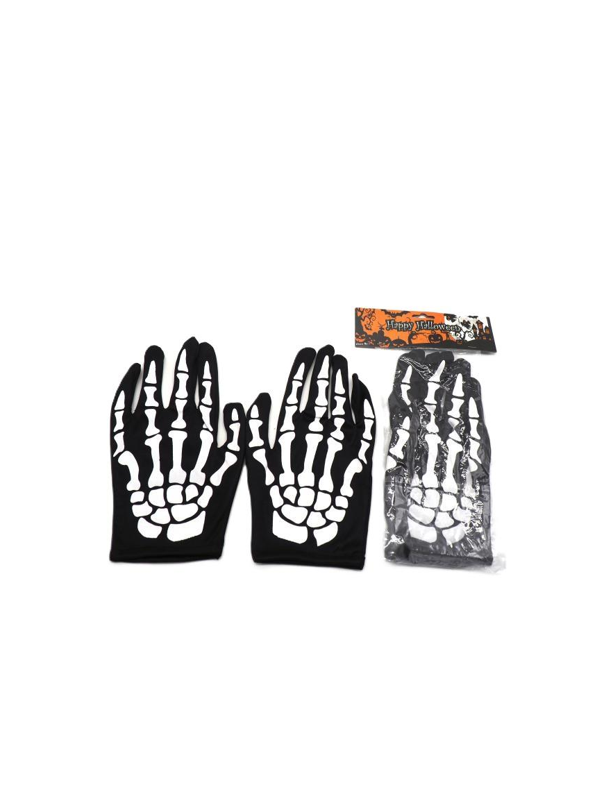 BLACK GLOVES WITH BONES