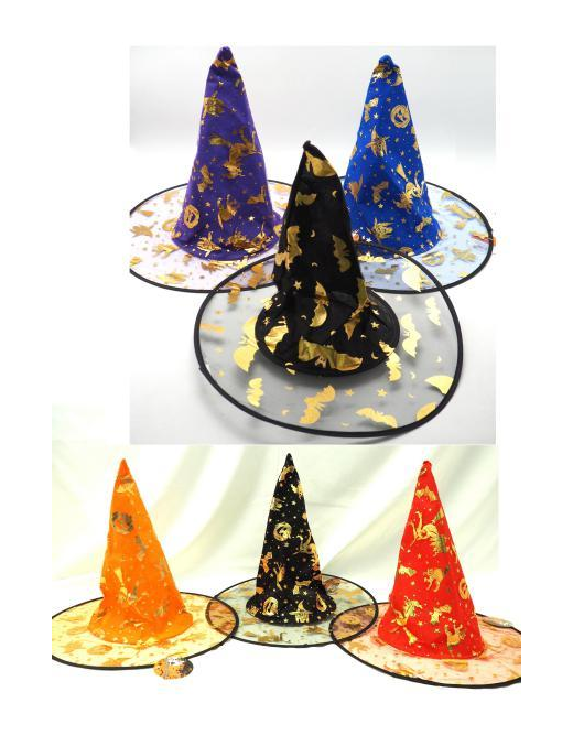 WITCH HAT WITH SPIDER/BAT DECORATION