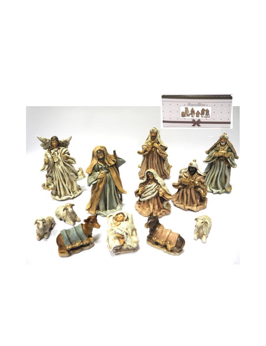 NATIVITY SET 12 PIECES 13 CENTIMETERS COLOR
