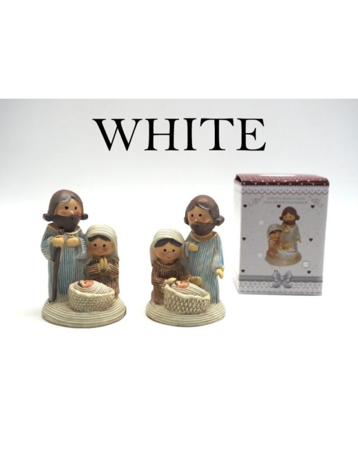 NATIVITY DRESSED WHITE WOOL 9cm