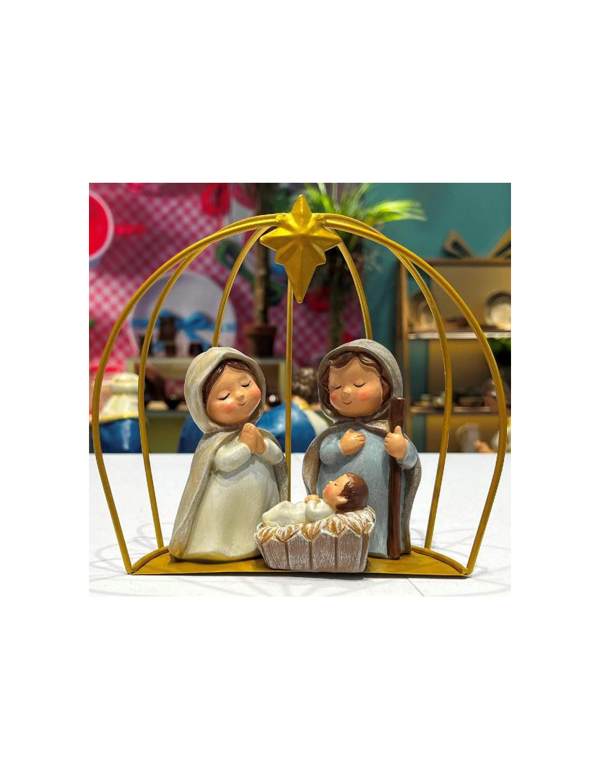 NATIVITY WITH METAL STABLE 16cm