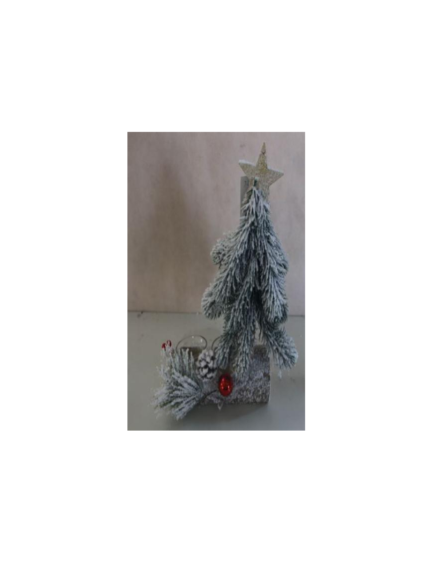 SNOWY WOOD CANDLE HOLDER 20cm