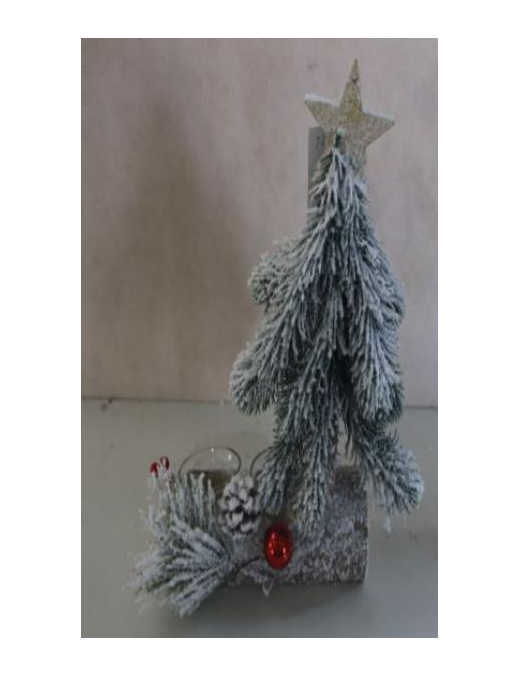 SNOWY WOOD CANDLE HOLDER 20cm