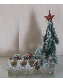 SNOWY WOOD CANDLE HOLDER 40cm