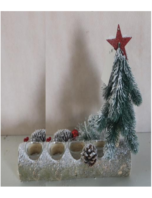 SNOWY WOOD CANDLE HOLDER 40cm