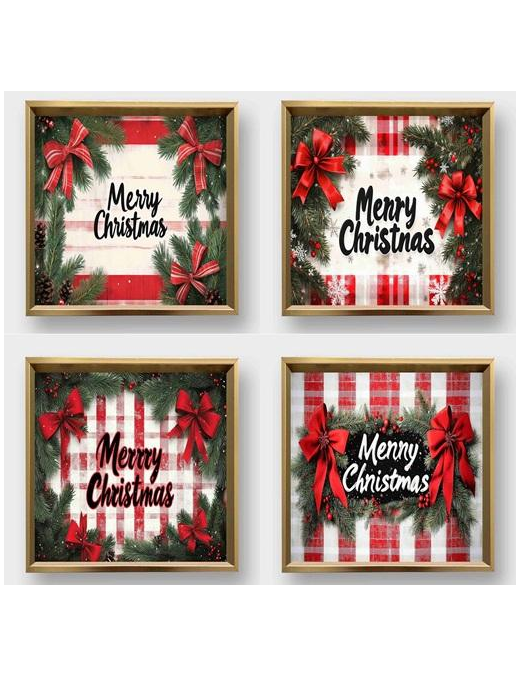 VASSOIO MDF MERRY XMAS QUADRO 20x20cm