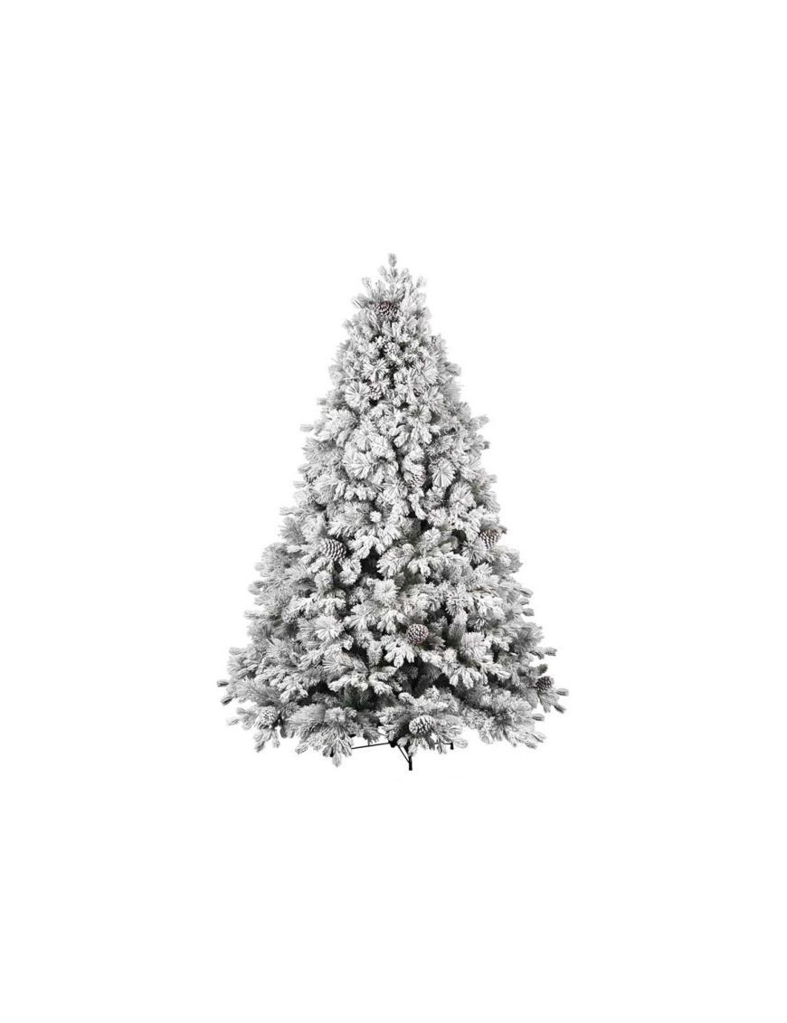 FLOCKED STAR CHRISTMAS TREE WITH PINE CONES 240cm 2850 branches 162cm diameter