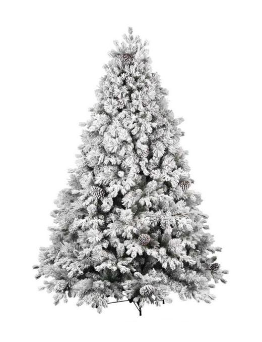 FLOCKED STAR CHRISTMAS TREE WITH PINE CONES 240cm 2850 branches 162cm diameter