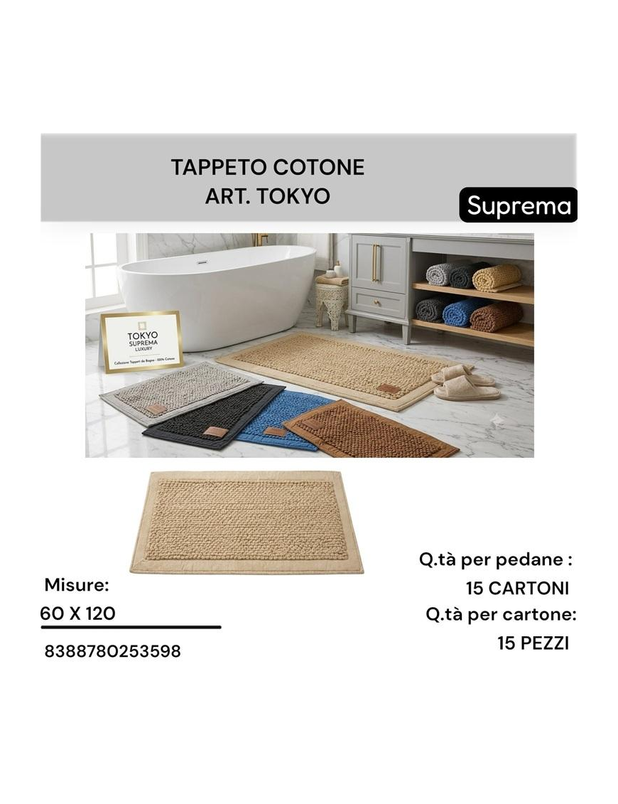 TAPPETO BAGNO COTONE TOKYO 60x120
