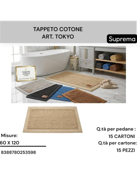 TAPPETO BAGNO COTONE TOKYO 60x120