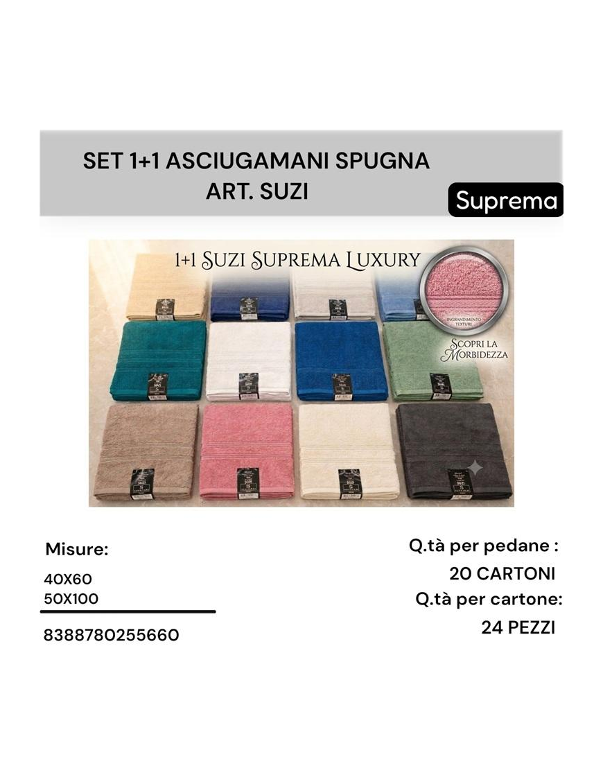 ASCIUGAMANI 1+1 SUZI SPUGNA 600gr