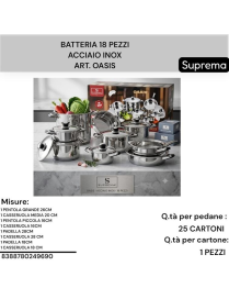 BATTERIA PENTOLE 18pz ACCIAIO OASIS