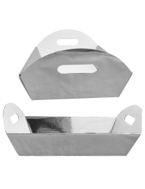 METALLIC SILVER BASKET 25x17x6cm