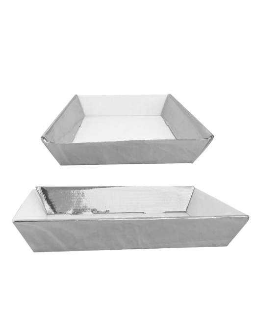 METALLIC SILVER BASKET 25x18.5cm