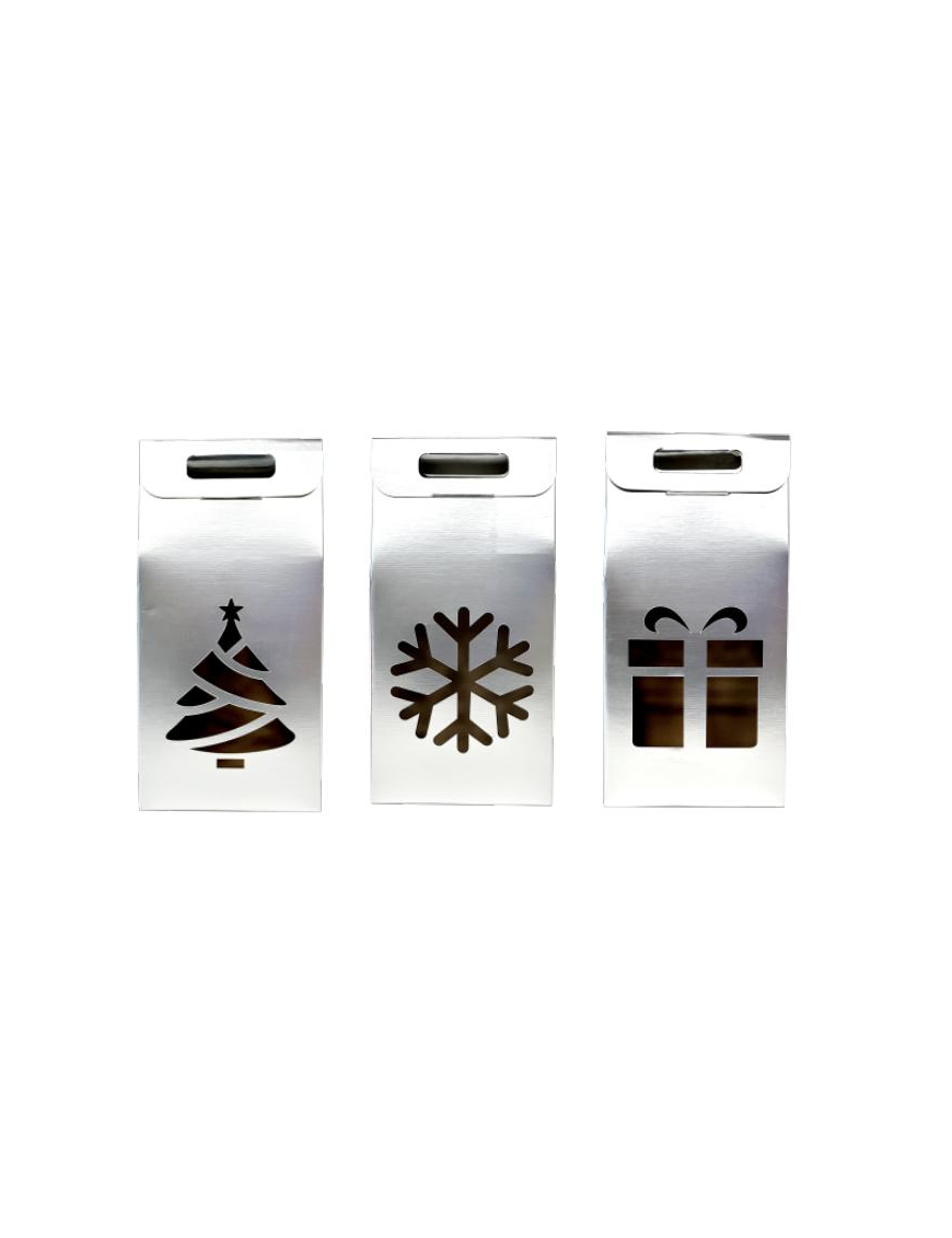 METALLIC SILVER BOTTLE HOLDER FOR 2 BOTTLES