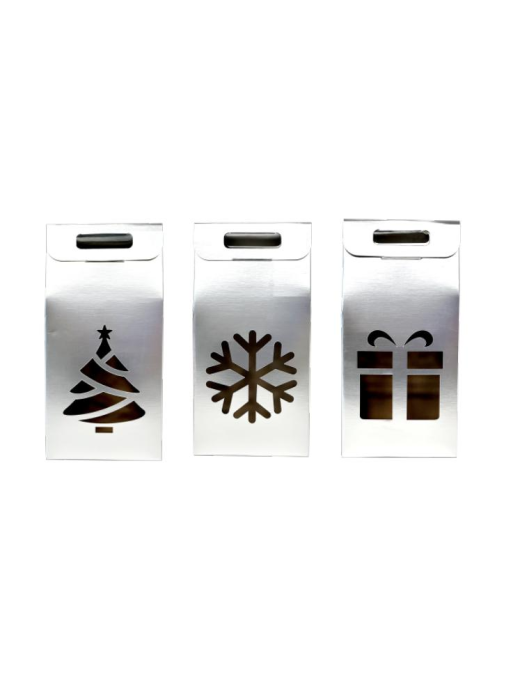 METALLIC SILVER BOTTLE HOLDER FOR 2 BOTTLES