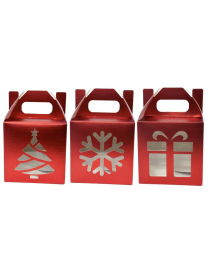 BOX REGALO ROSSO METALLIZZATO 10X10x15