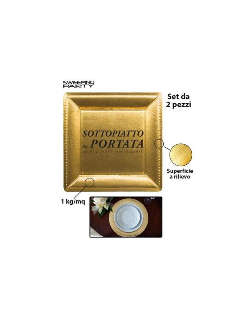 SOTTOPIATTO ORO QUADRO 33x33cm 2pz