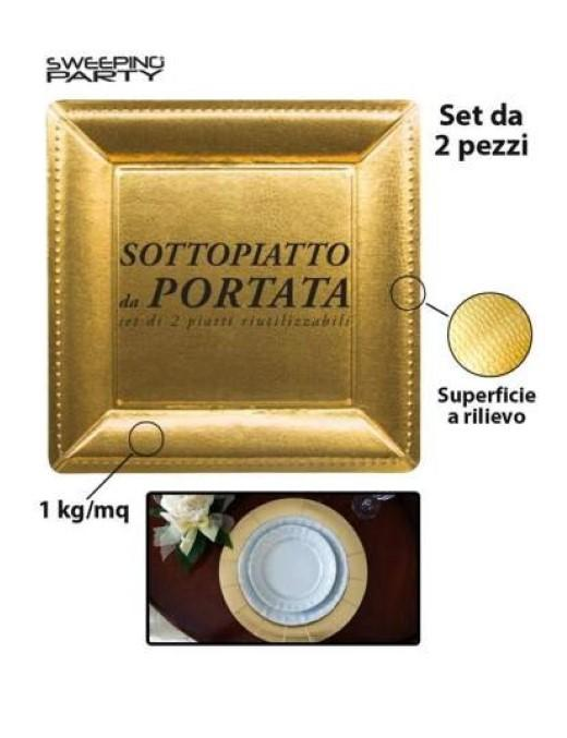 SOTTOPIATTO ORO QUADRO 33x33cm 2pz