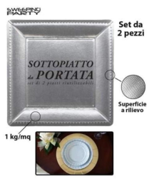 SOTTOPIATTO ARGENTO QUADRO 33x33cm 2pz