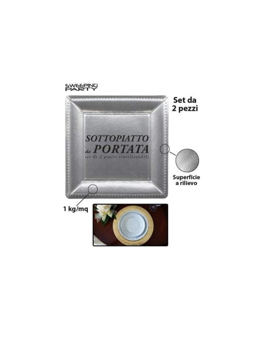 SQUARE SILVER UNDERPLATE 33x33cm 2pcs