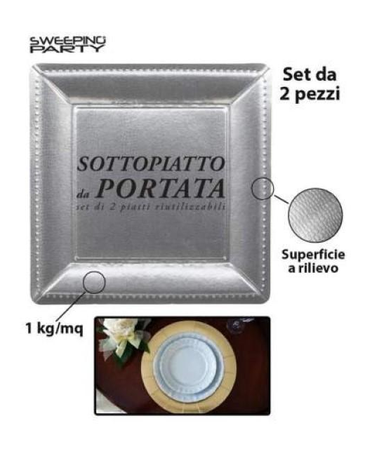 SQUARE SILVER UNDERPLATE 33x33cm 2pcs