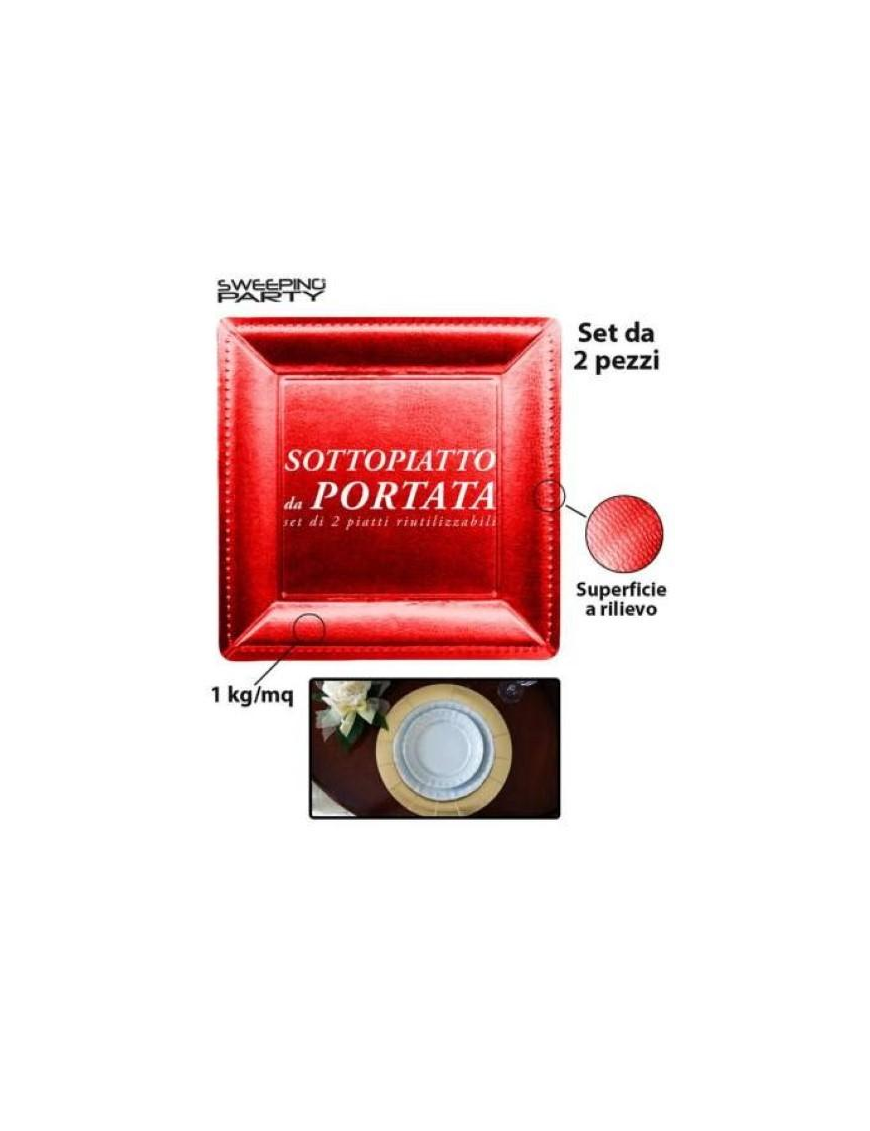 RED SQUARE CHARGER 33x33cm 2pcs