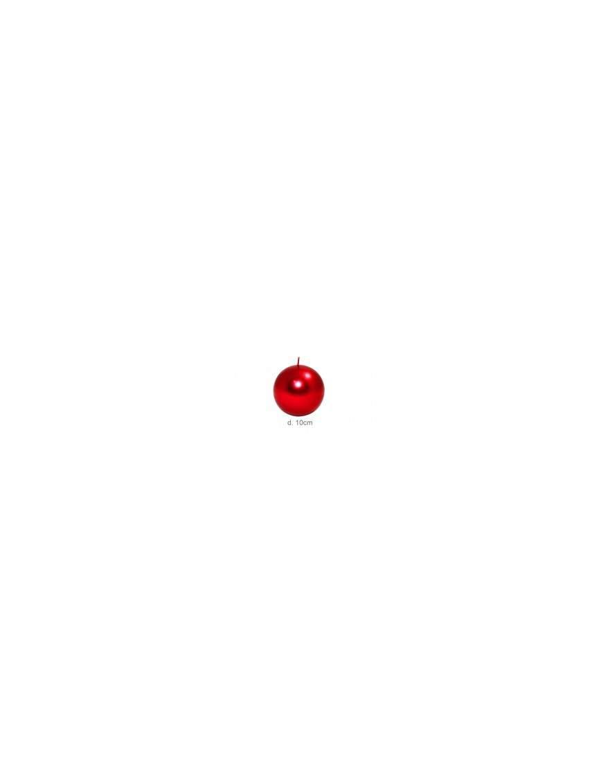 ROSSO METALL CANDELA SFERA d. 10cm $$
