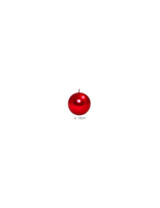 ROSSO METALL CANDELA SFERA d. 10cm $$