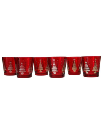 BICCHIERE ACQUA ROSSO 6pezzi DECORO ALBERO