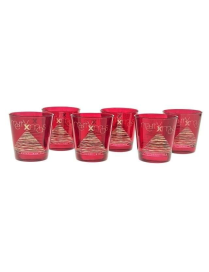 BICCHIERE ACQUA ROSSO 6pezzi DECORO MERRY XMAS
