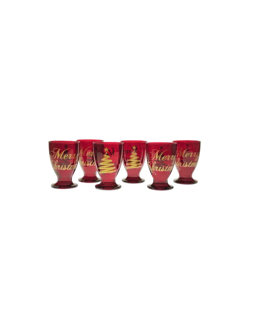 RED + GOLD WATER GLASS 6 pieces