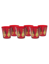 BICCHIERI ACQUA 6pezzi ROSSO+ALBERO DORATO